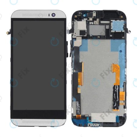 HTC One M8 - LCD Kijelző + Érintőüveg + Keret (Ezüst) - 83H10101-01