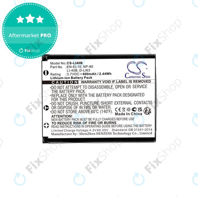 Akkumulátor Olympus MJU, AGFA Optima, Praktica Luxmedia, 660mAh, Li-Ion, 3.7V, LI-42B, HQ