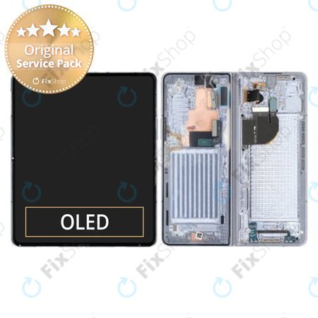 Samsung Galaxy Z Fold 5 F946B - LCD Kijelző + Érintőüveg + Keret (Icy Blue) - GH82-31842C Genuine Service Pack