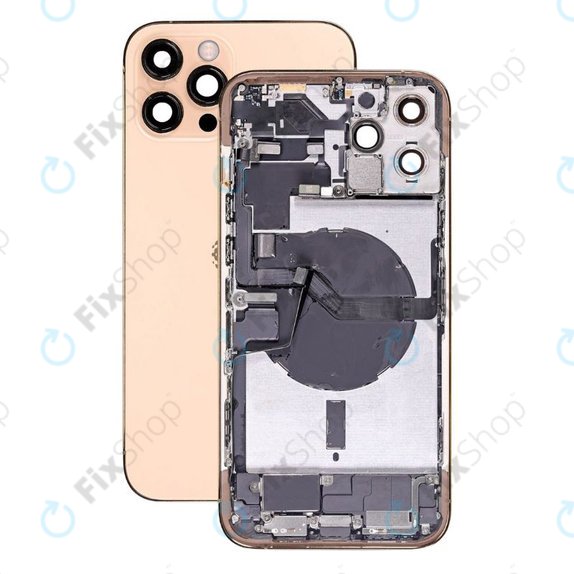 Apple iPhone 12 Pro Max - Hátsó Ház Apró Alkatrészekkel (Gold)