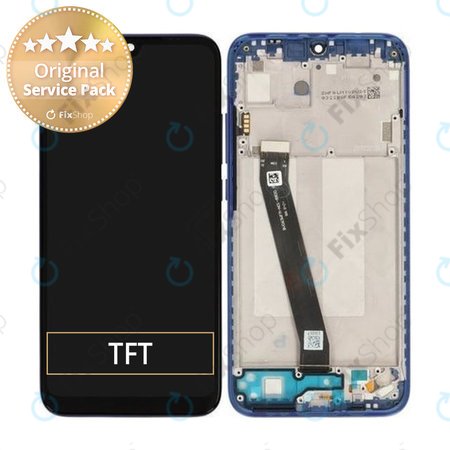 Xiaomi Redmi 7 - LCD Kijelző + Érintőüveg + Keret (Comet Blue) - 561010028033, 5600050F6L00, 561010017033 Genuine Service Pack