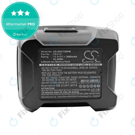 Akkumulátor Dewalt DC528, DC612, DC728, DC830, Wurth BS 14-A, 3000mAh, Li-Ion, 14.4V, DE9141, HQ