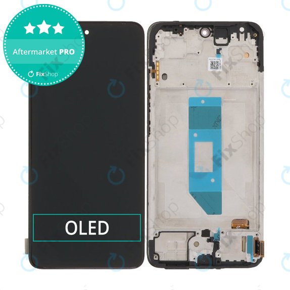 Kijelző OLED Xiaomi Redmi Note 14 4G, Black, Érintőüveg kerettel
