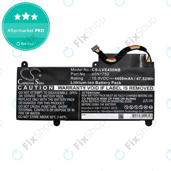 Akkumulátor Lenovo ThinkPad E450, E455, E460, E465, T470p, ThinkPad Edge E450 i7, 4400mAh, Li-Ion, 10.8V, 45N1752, HQ