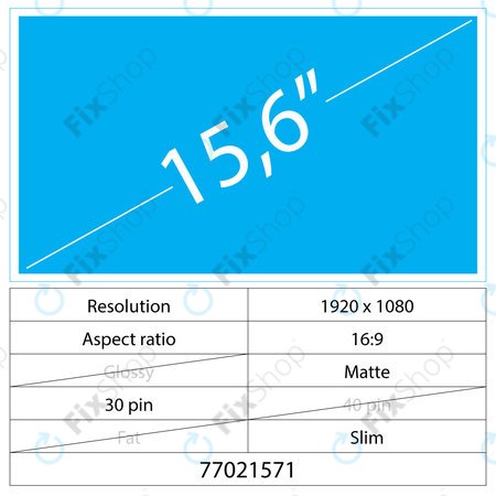 15.6 LCD NanoEdge Matte 30 pin Full HD No brackets