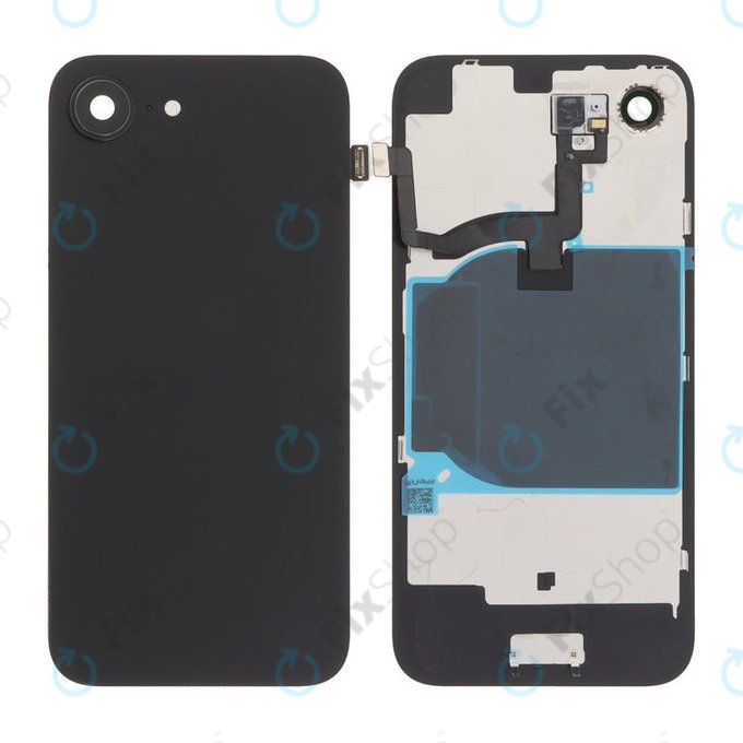 Apple iPhone 16e - Hátsó üveg + Kamera lencse + Fémlemez + Magsafe mágnes (Black)
