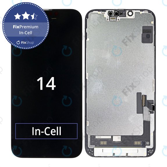 Kijelző In-Cell FHD iPhone 14, Érintőüveg kerettel, FixPremium