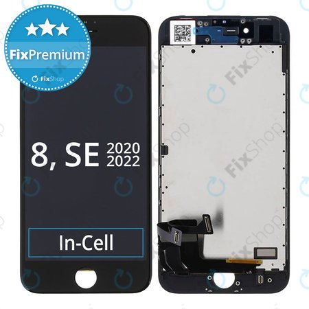 Apple iPhone 8, SE (2020), SE (2022) - LCD Kijelző + Érintő Üveg + Keret (Black) In-Cell FixPremium