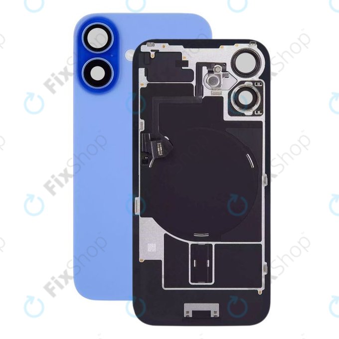 Apple iPhone 16 Plus - Hátsó üveg + Kamera lencse + Fémlemez + Magsafe mágnes (Ultramarine)