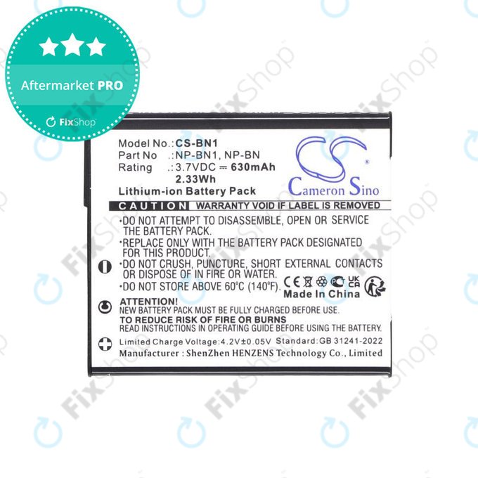 Akkumulátor Sony Cyber-Shot DSC-TX20, TX9, 630mAh, Li-Ion, 3.7V, NP-BN1, HQ