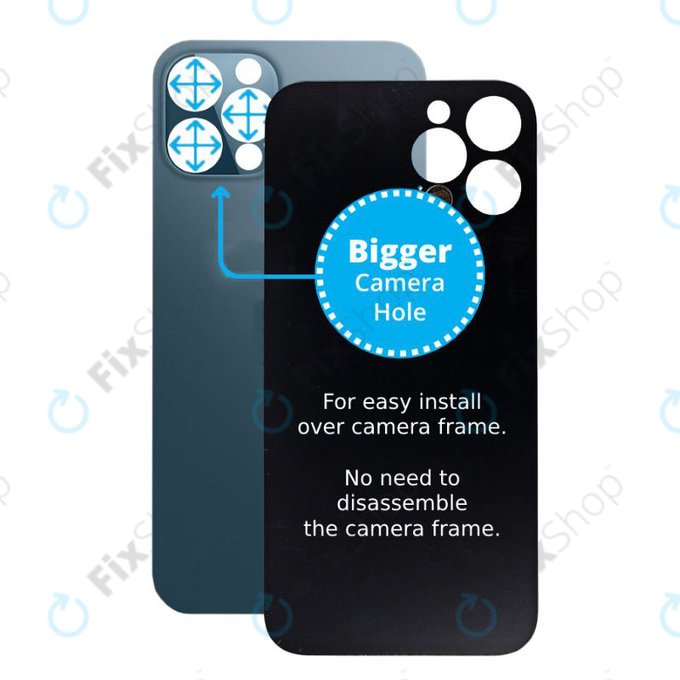 Apple iPhone 12 Pro - Hátsó Ház Üveg Nagyobb Kamera Nyílással (Blue)