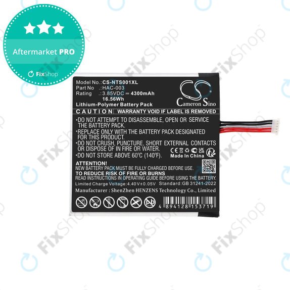 Akkumulátor Nintendo Switch HAC-001, 4300mAh, Li-Pol, 3.85V, HAC-003, HQ