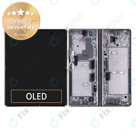 Samsung Galaxy Z Fold 2 F916B - LCD Kijelző + Érintőüveg + Keret (Mystic Gray) - GH82-23968D Genuine Service Pack