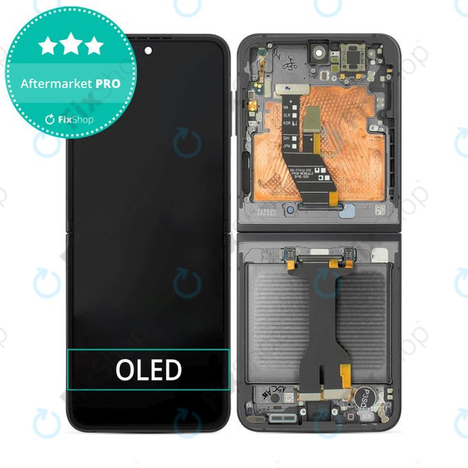 Samsung Galaxy Z Flip 6 F741B - LCD Kijelző + Érintőüveg + Keret (Black) OLED