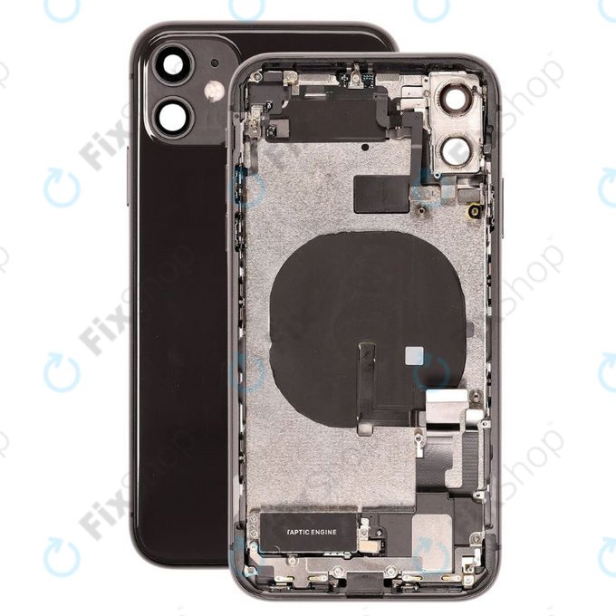 Apple iPhone 11 - Hátsó Ház Apró Alkatrészekkel (Black)