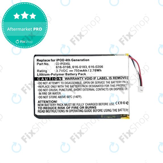 Apple iPod (4th Gen) - Akkumulátor 616-0183 750mAh HQ