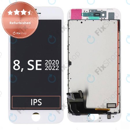 Apple iPhone 8, SE (2020), SE (2022) - LCD Kijelző + Érintő Üveg + Keret (White) Refurbished