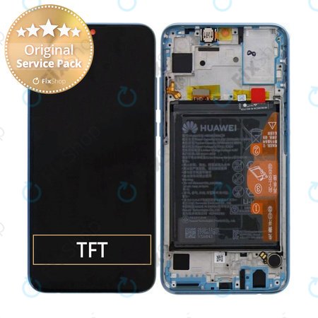 Huawei Honor 10 Lite - LCD Kijelző + Érintőüveg + Keret + Akkumulátor (Sky Blue) - 02352HGU Genuine Service Pack