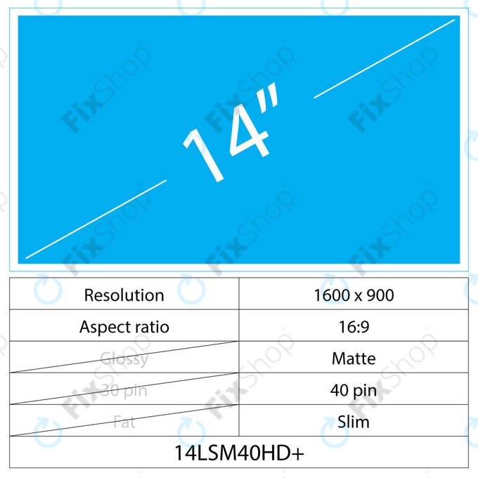 14 LCD Slim Matt 40 pin HD+