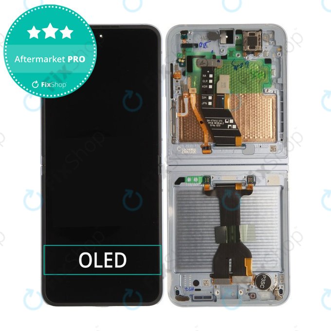 Samsung Galaxy Z Flip 6 F741B - LCD Kijelző + Érintőüveg + Keret (Light Blue) - GH82-35014C Genuine Service Pack