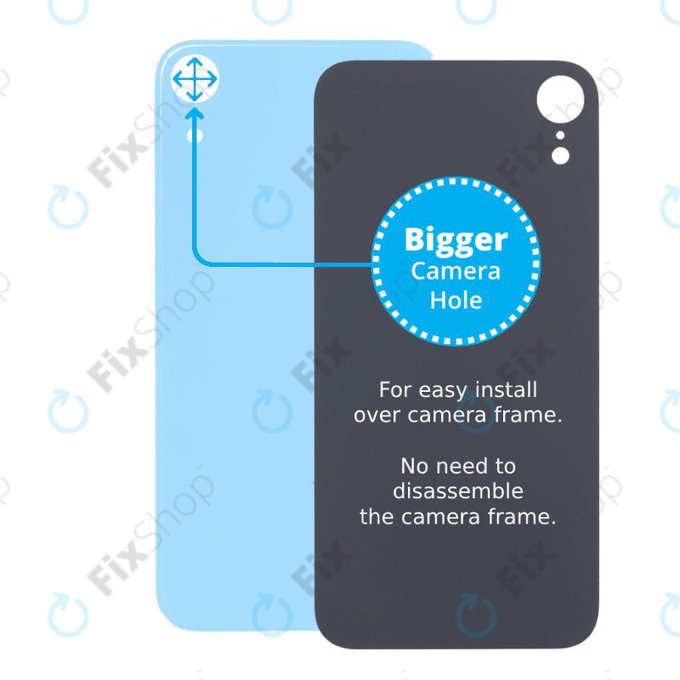 Apple iPhone XR - Hátsó Ház Üveg Nagyobb Kamera Nyílással (Blue)