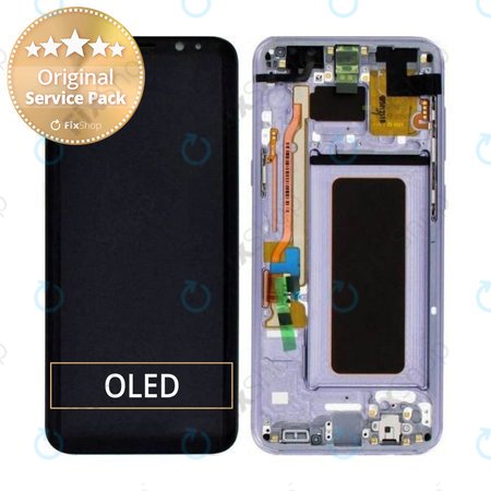 Samsung Galaxy S8 Plus G955F - LCD Kijelző + Érintőüveg + Keret (Orchid Gray) - GH97-20470C, GH97-20564C, GH97-20565C Genuine Service Pack
