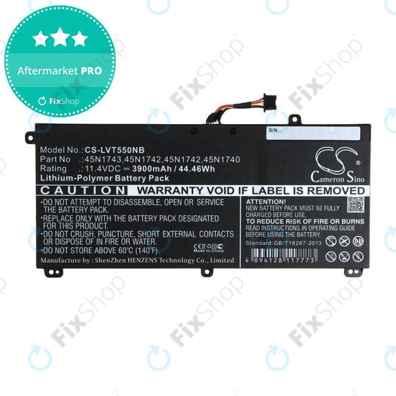 Akkumulátor Lenovo ThinkPad T550, T560, W550, 3900mAh, Li-Pol, 11.4V, 45N1743, HQ