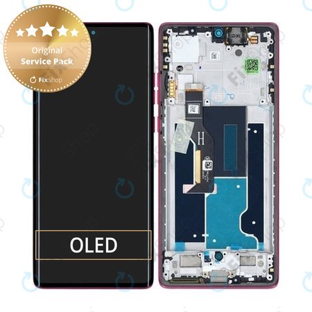 Motorola Edge 50 Fusion - LCD Kijelző + Érintőüveg + Keret (Hot Pink) - 5D68C24345 Genuine Service Pack