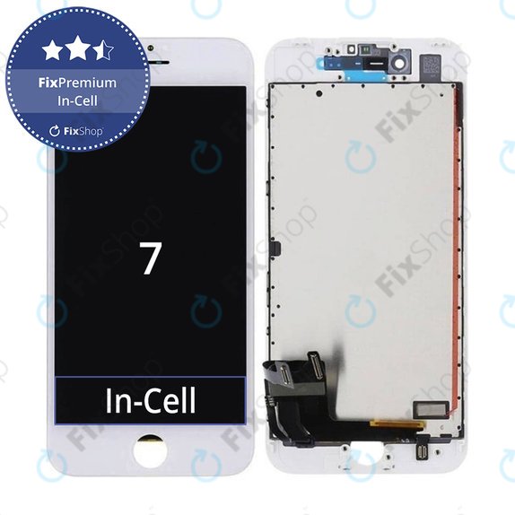 Kijelző In-Cell iPhone 7, White, Érintőüveg kerettel, FixPremium