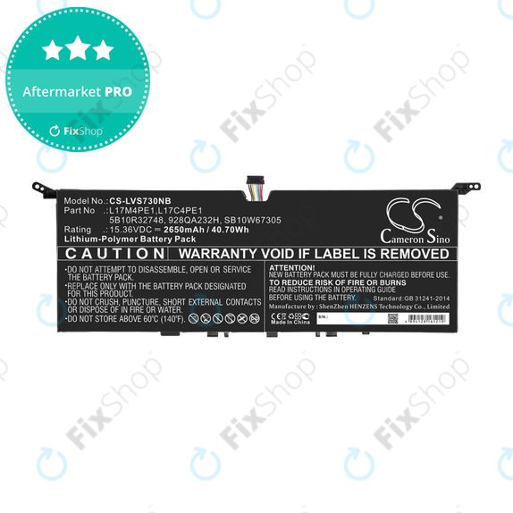 Akkumulátor Lenovo IdeaPad 730-13, 2650mAh, Li-Pol, 15.36V, 5B10R32748, HQ