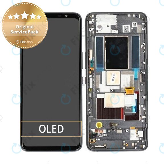 Asus ROG Phone 5s, 5s Pro ZS676KS - LCD Kijelző + Érintőüveg + Keret (Black) - 90AI0091-R20020 Genuine Service Pack