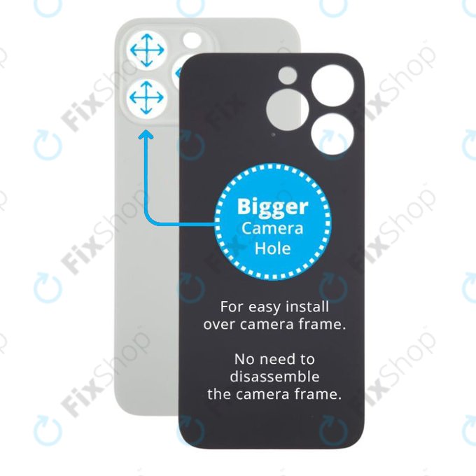 Apple iPhone 15 Pro - Hátsó Ház Üveg Nagyobb Kamera Nyílással (Natural Titanium)