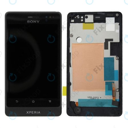 Sony Xperia Go ST27i - LCD Kijelző + Érintőüveg + Keret (Fekete) - 1264-8191