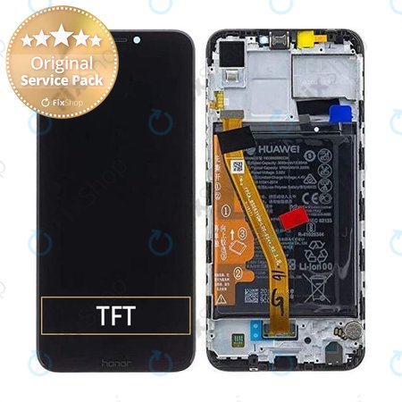 Huawei Honor Play - LCD Kijelző + Érintőüveg + Keret + Akkumulátor (Midnight Black) - 02351YXV