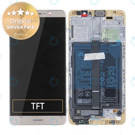 Huawei Mate 9 - LCD Kijelző + Érintőüveg + Keret + Akkumulátor (Champagne Gold) - 02350YXL Genuine Service Pack