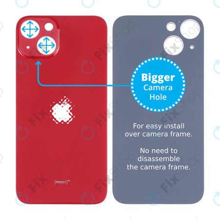 Apple iPhone 13 - Hátsó Ház Üveg Nagyobb Kamera Nyílással (Red)