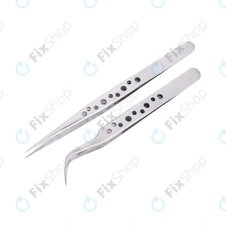 Stainless Steel Tweezer Set - Straight & Curved Tip