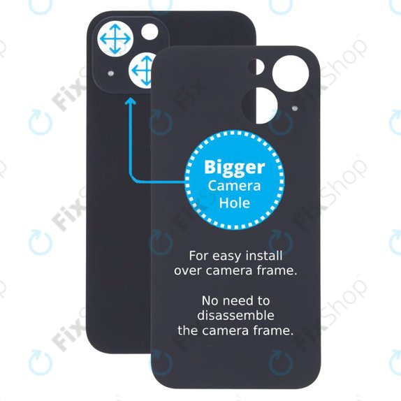 Apple iPhone 13 Mini - Hátsó Ház Üveg Nagyobb Kamera Nyílással (Midnight)