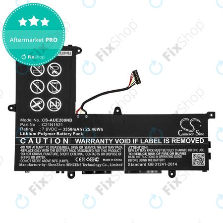 Akkumulátor Asus VivoBook E200, L200, Eeebook X206, 3350mAh, Li-Pol, 7.6V, C21N1521, HQ