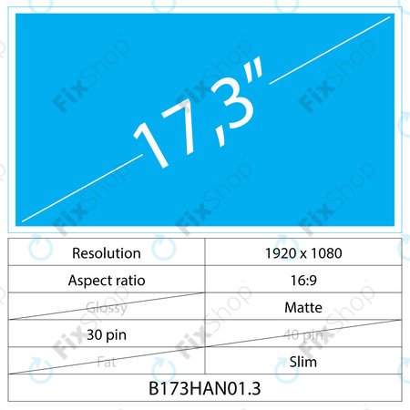 17.3 LCD Slim Matt 30 pin Full HD