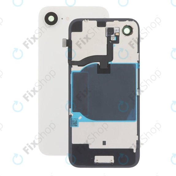 Apple iPhone 16e - Hátsó üveg + Kamera lencse + Fémlemez + Flex Kábelek (White)