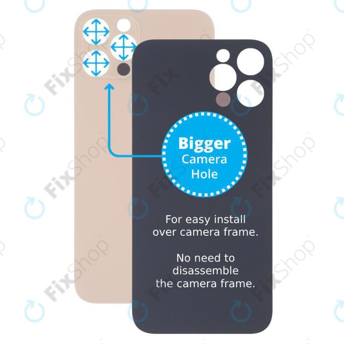 Apple iPhone 13 Pro Max - Hátsó Ház Üveg Nagyobb Kamera Nyílással (Gold)
