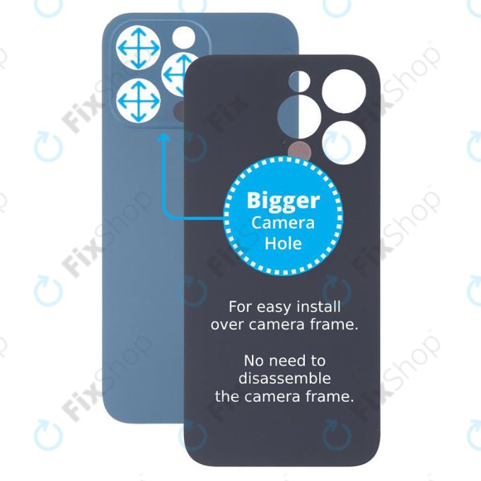 Apple iPhone 13 Pro - Hátsó Ház Üveg Nagyobb Kamera Nyílással (Blue)