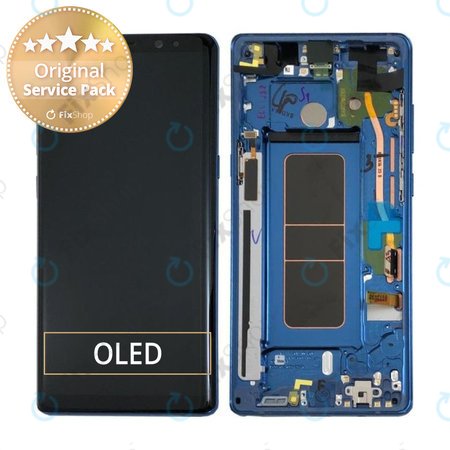 Samsung Galaxy Note 8 N950F - LCD Kijelző + Érintőüveg + Keret (Deep Sea Blue) - GH97-21065B, GH97-21066B Genuine Service Pack