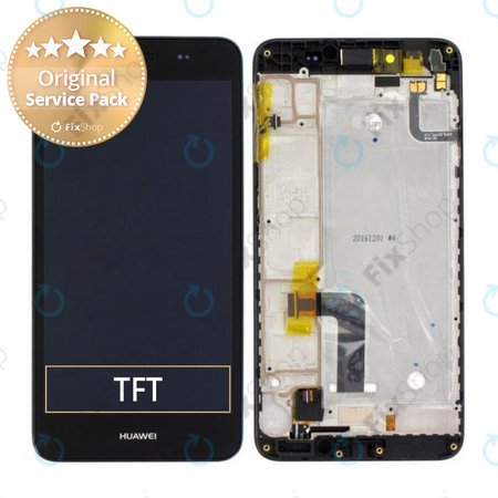Huawei Y6 II Compact - LCD Kijelző + Érintőüveg + Keret (Black) - 97070PMS, 97070PBY