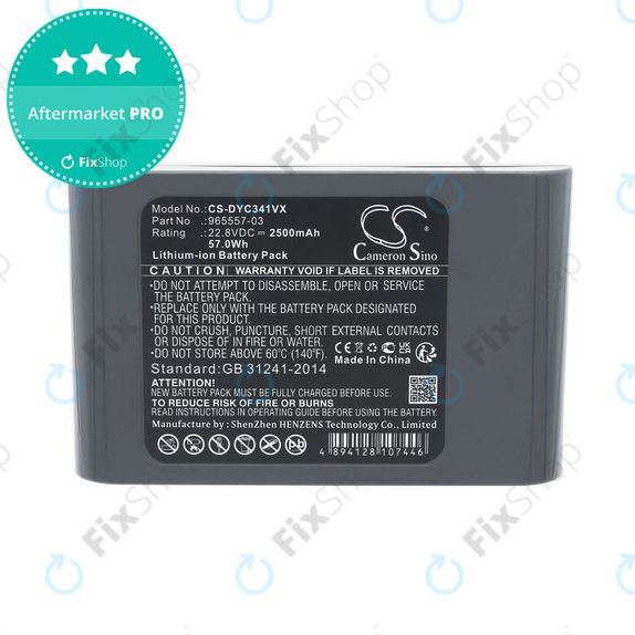 Akkumulátor Dyson DC31, DC34, DC35, DC44, DC56, 2500mAh, Li-Ion, 22.8V, 965557-03, HQ