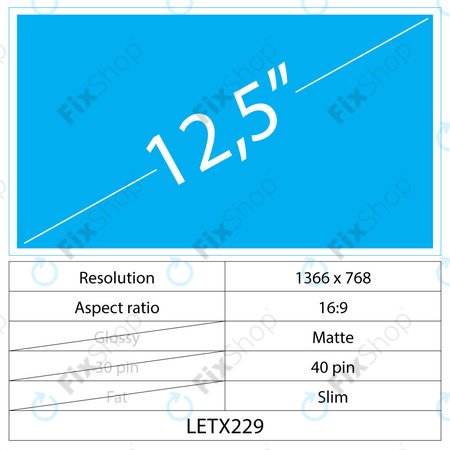 12.5 LCD Slim Matt 40 pin HD