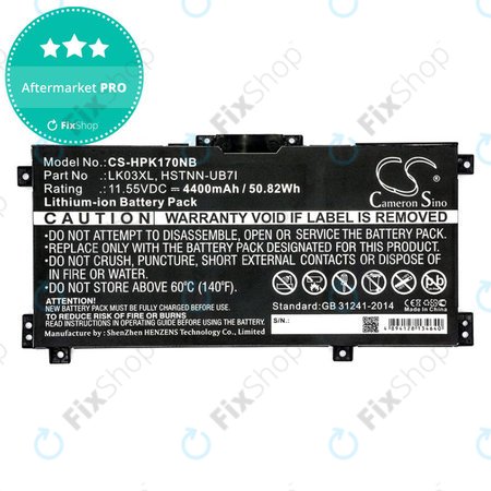 Akkumulátor HP Pavilion X360 15-CR0001NM, 4400mAh, Li-Ion, 11.55V, LK03XL, HQ