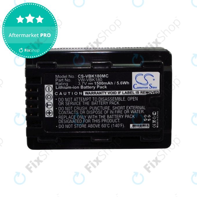 Akkumulátor Panasonic HDC, HC a SDR, 1500mAh, Li-Ion, 3.7V, VW-VBK180, HQ