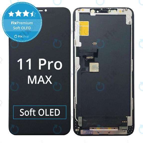Kijelző Soft OLED iPhone 11 Pro Max, Érintőüveg kerettel, FixPremium